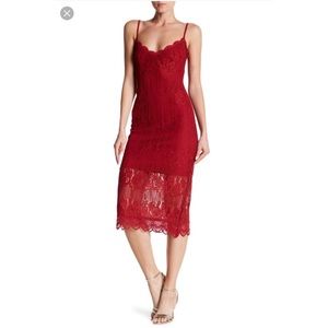 Red Lace Midi Dress by NSR from Nordstrom
